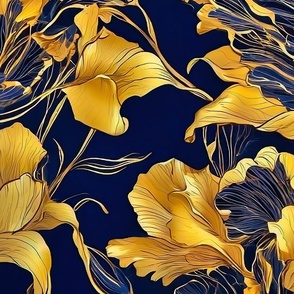 XLscale gold and dark blue flowers