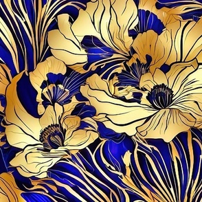 xl gold and blue flowers