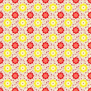 Summer Has Arrived Flowery Fun in Red Yellow on White