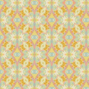 Ortensia Retro Oval Damask in Pastel Pink, Yellow, Blue and Cream