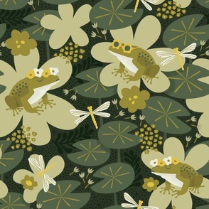 Flower Power Frogs — in Green, Yellow, and Cream