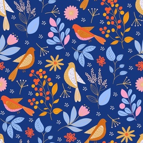 Hand-drawn Birds and Blooms