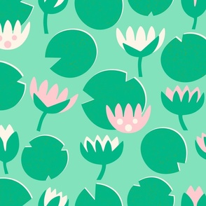 water lily leaves and flowers l mint