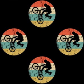 Retro BMX Bike Sports Icon Repeating Pattern Black