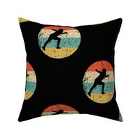 Retro Fencer Fencing Sports Icon Repeating Pattern Black