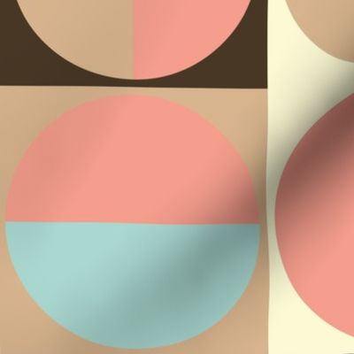Abstract Circles in Squares - Warm Minimalism