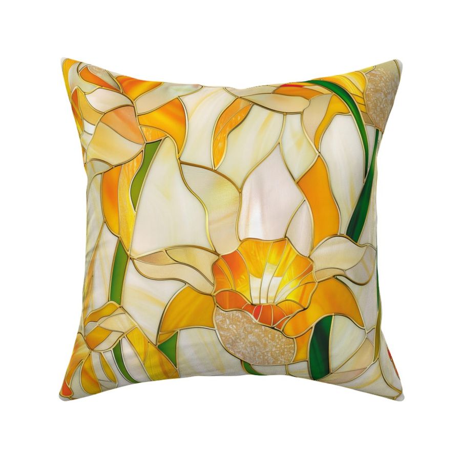 Watercolor Stained Glass Joy of Daffodils