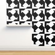 Black and White Geometric Diamonds, Triangles, Squares