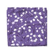 Abstract white flowers on darker purple / Amethyst / Violet , winter flowers - large scale