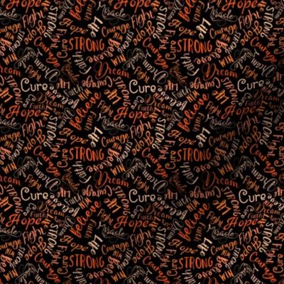 (small scale) words of hope - shades of orange on black
