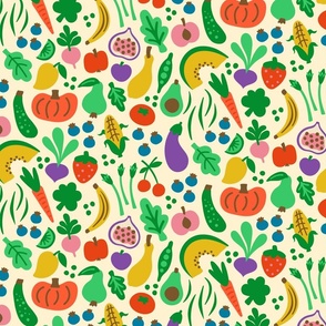 Fruit + Veggies - Bright Retro Palette