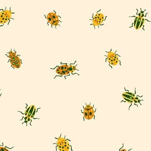 Beetles on Soft Yellow (Large Scale)