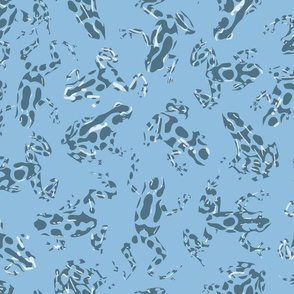  Chic animal pattern “Poison dart frogs” in light blue and dusty blue