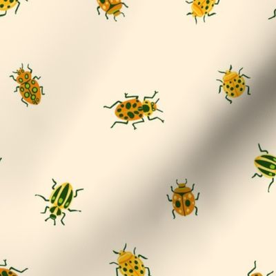 Beetles on Soft Yellow (Medium Scale)