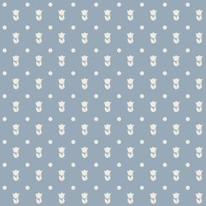 Tilly Tulip Polka Dot Blue and Cream inspired by Auleutian