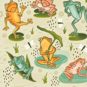 Retro Fancy Frogs