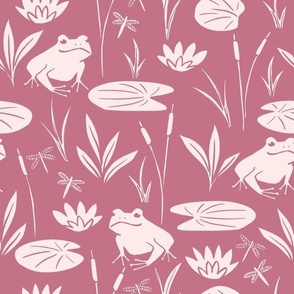 Frog Pond and Lily Pads in Muted Rose Pink