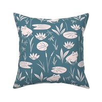 Frog Pond and Lily Pads in Dark Teal