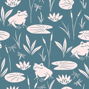 Frog Pond and Lily Pads in Dark Teal