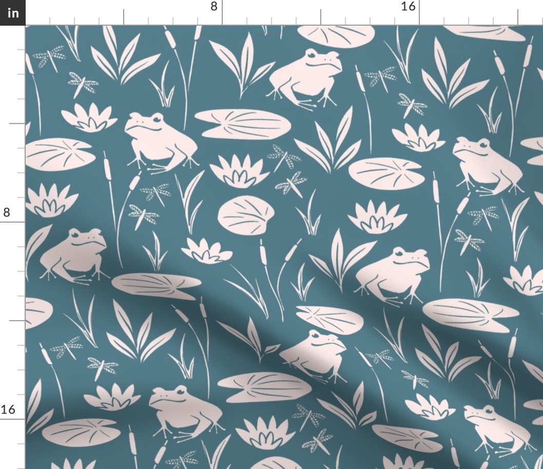 Frog Pond and Lily Pads in Dark Teal