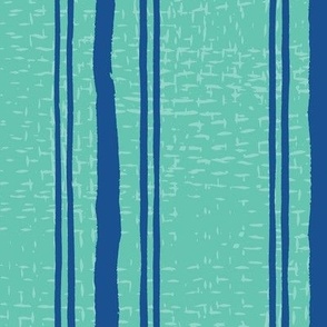 Rough Textural Stripe (Large) - Pantone Nautical Blue and Bermuda Green  (TBS102)