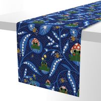 Kids Cute Frog Floral Midnight Blue