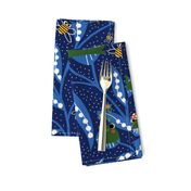 Kids Cute Frog Floral Midnight Blue