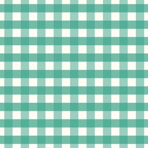 1 inch Large Tropical teal green gingham check - vibrant blue green cottagecore country plaid - perfect for wallpaper bedding tablecloth preppy