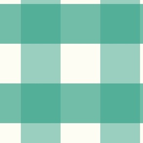 5 inch Huge Tropical teal green gingham check - vibrant blue green cottagecore country plaid - perfect for wallpaper bedding tablecloth preppy