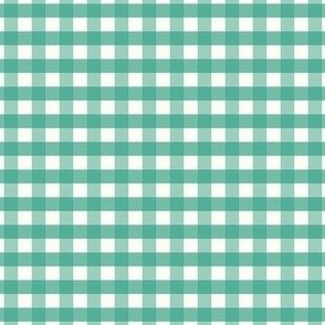 1/4 inch Small Tropical teal green gingham check - vibrant blue green cottagecore country plaid - perfect for wallpaper bedding tablecloth preppy