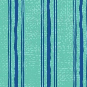 Rough Textural Stripe (Medium) - Pantone Nautical Blue and Bermuda Green  (TBS102)