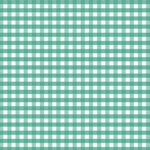 1/6 inch Extra Small Tropical teal green gingham check - vibrant blue green cottagecore country plaid - perfect for wallpaper bedding tablecloth preppy