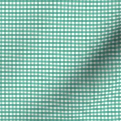 1/8 inch Tiny (xxs) Tropical teal green gingham check - vibrant blue green cottagecore country plaid - perfect for wallpaper bedding tablecloth preppy