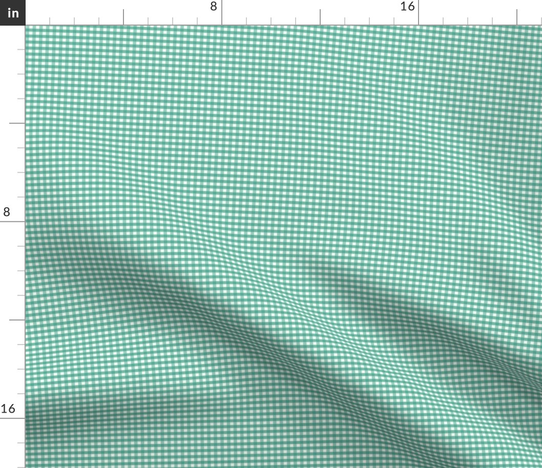 1/8 inch Tiny (xxs) Tropical teal green gingham check - vibrant blue green cottagecore country plaid - perfect for wallpaper bedding tablecloth preppy