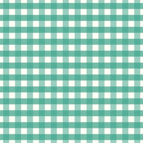 3/4 inch Medium Tropical teal green gingham check - vibrant blue green cottagecore country plaid - perfect for wallpaper bedding tablecloth preppy