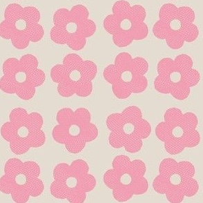 Pink flowers on cream background - small scale