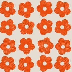 Orange flowers on cream background - small scale