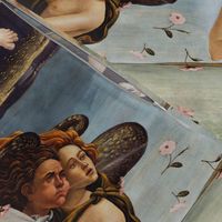 Seamless half-drop repeat: Sandro Botticelli - Birth of Venus