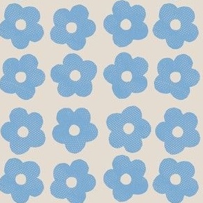 Light blue flowers on cream background - small scale