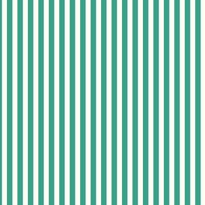 Extra Small Cabana stripe - Tropical teal green on cream white - Candy stripe - Awning stripes - Striped wallpaper