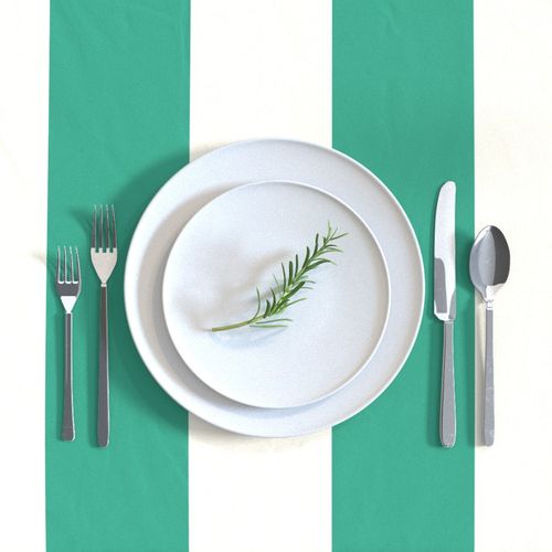 Large Cabana stripe - Tropical teal green on cream white - Candy stripe - Awning stripes - Striped wallpaper