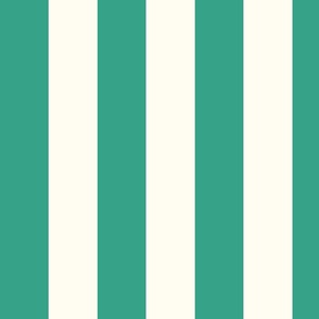 Medium Cabana stripe - Tropical teal green on cream white - Candy stripe - Awning stripes - Striped wallpaper