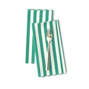 Small Cabana stripe - Tropical teal green on cream white - Candy stripe - Awning stripes - Striped wallpaper