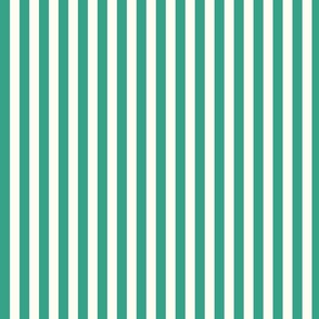 Small Cabana stripe - Tropical teal green on cream white - Candy stripe - Awning stripes - Striped wallpaper