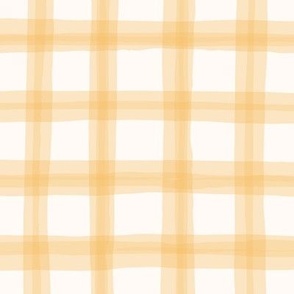 Delicate Cottagecore Wonky Watercolor Plaid in Pastel Yellow - Large Size