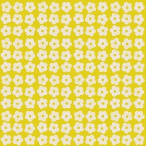 Off white flowers on yellow background - small scale