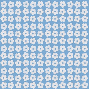 Off white flowers on light blue background - small scale