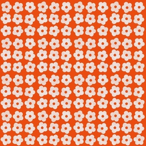 Off white flowers on orange background - small scale