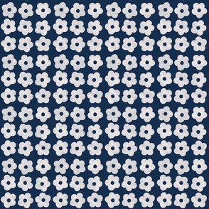 Off white flowers on dark blue background - small scale