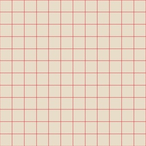 red squiggle grid on cream background - small scale